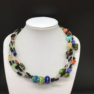 Chico's Jewelry - Chico’s Colorful Art Glass Beaded Necklace Blue + Chico's Jewelry - Chico’s Colorful Art Glass Beaded Necklace Blue +